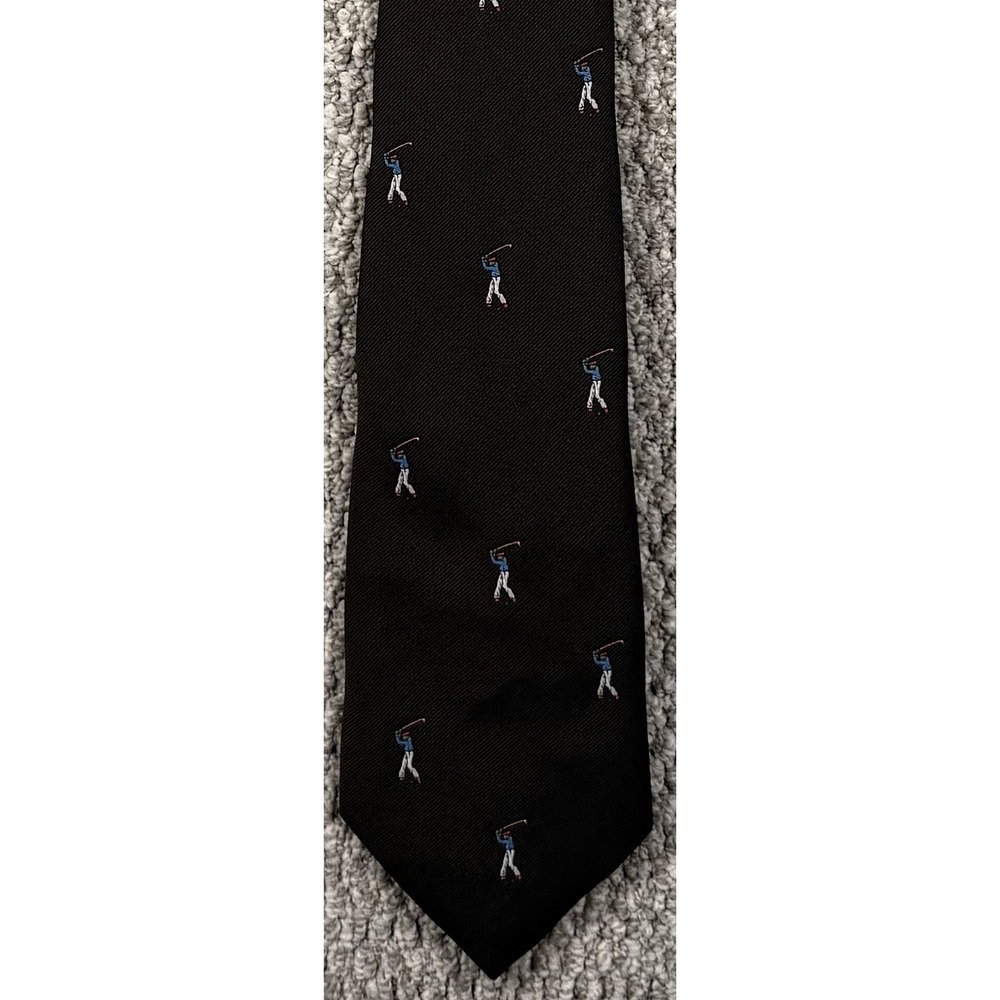 Vintage Golf Golfer Novelty Tie Brown Classic Necktie Retro Made Britain